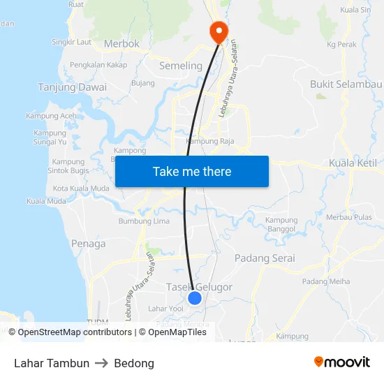 Lahar Tambun to Bedong map
