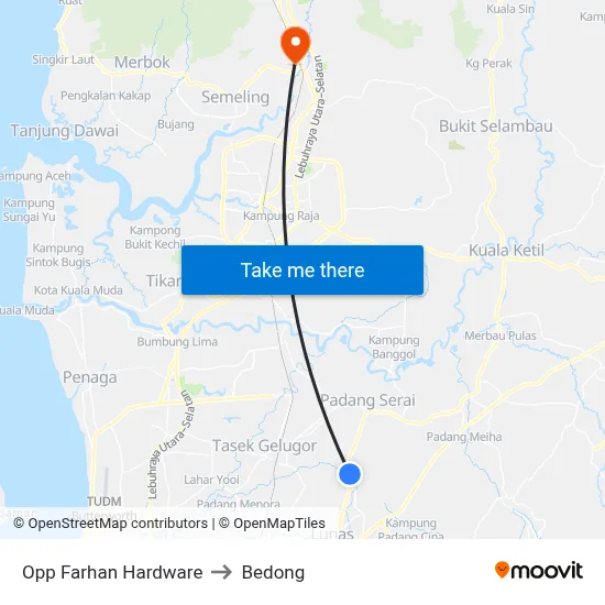 Opp Farhan Hardware to Bedong map