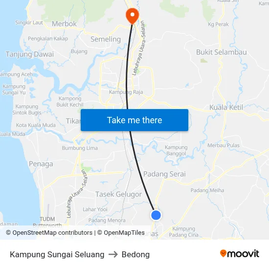 Kampung Sungai Seluang to Bedong map