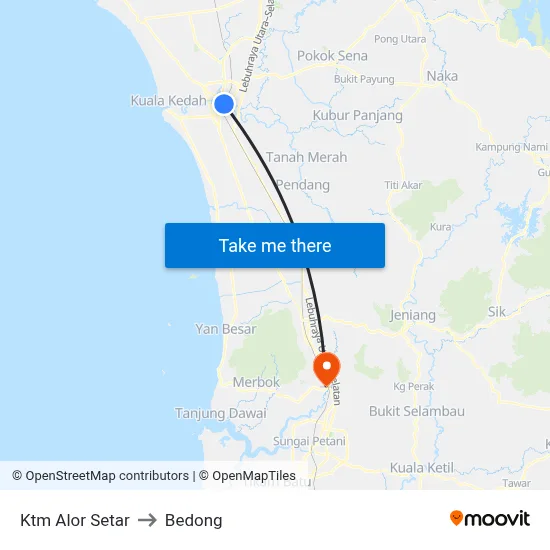 Ktm Alor Setar to Bedong map