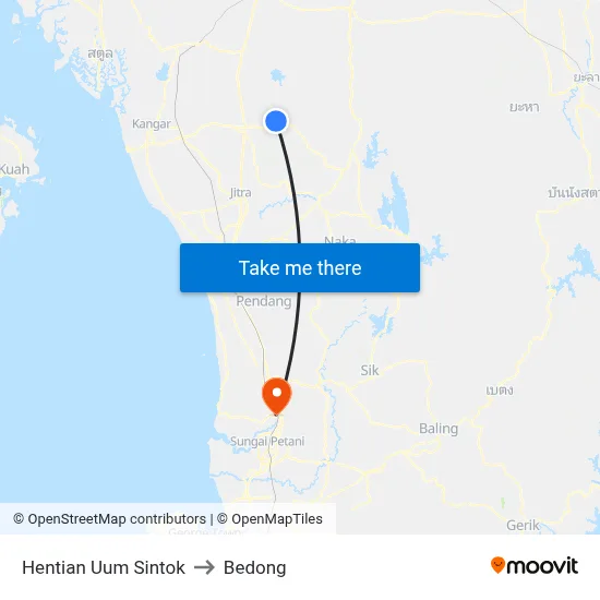 Hentian Uum Sintok to Bedong map