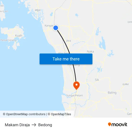 Makam Diraja to Bedong map