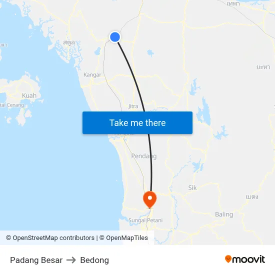 Padang Besar to Bedong map