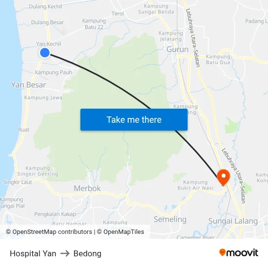 Hospital Yan to Bedong map