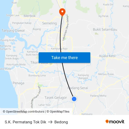 S.K. Permatang Tok Dik to Bedong map