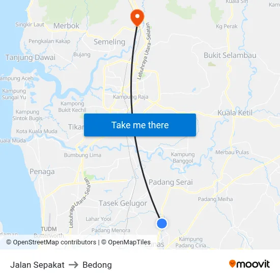 Jalan Sepakat to Bedong map