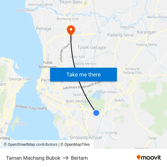 Taman Machang Bubok to Bertam map