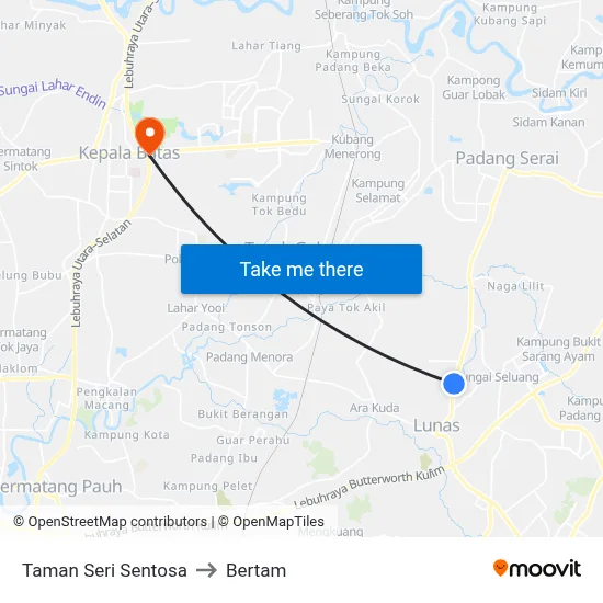 Taman Seri Sentosa to Bertam map