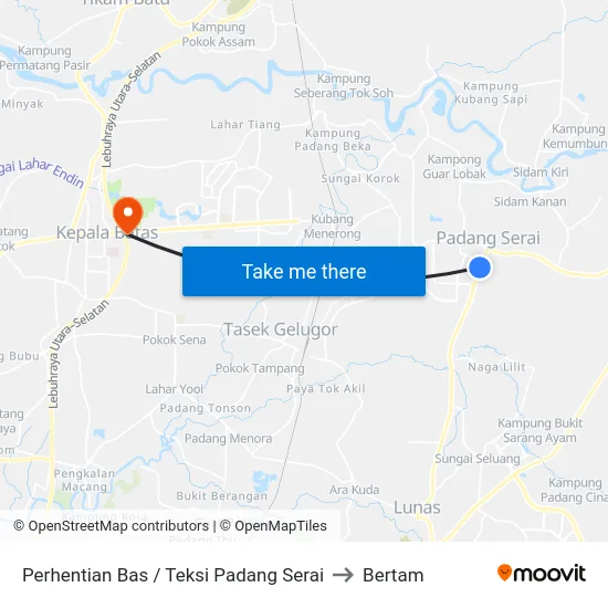 Perhentian Bas / Teksi Padang Serai to Bertam map