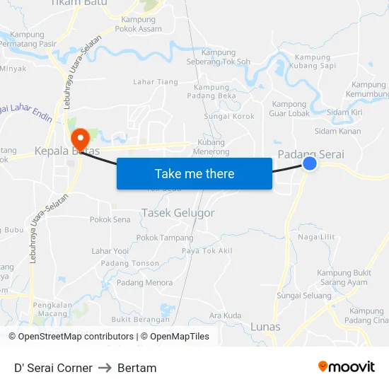 D' Serai Corner to Bertam map