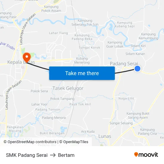SMK Padang Serai to Bertam map