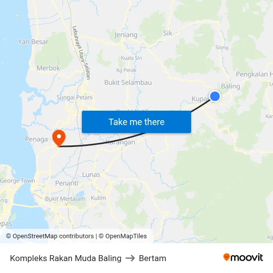 Kompleks Rakan Muda Baling to Bertam map