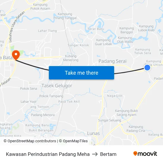 Kawasan Perindustrian Padang Meha to Bertam map
