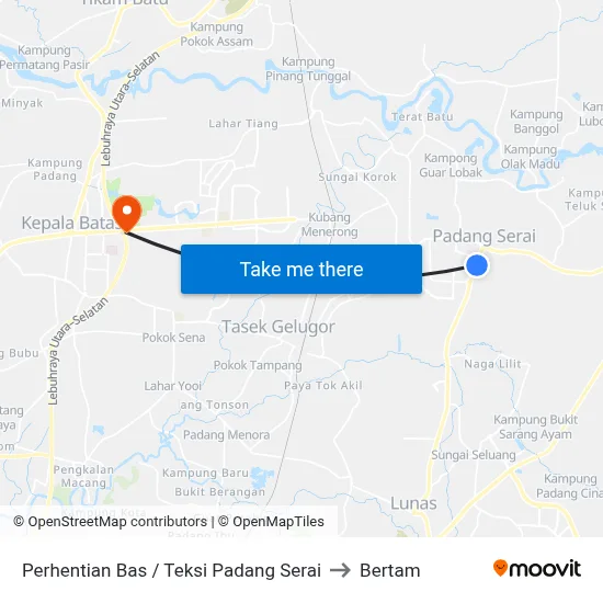 Perhentian Bas / Teksi Padang Serai to Bertam map