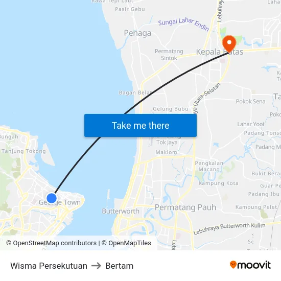 Wisma Persekutuan to Bertam map