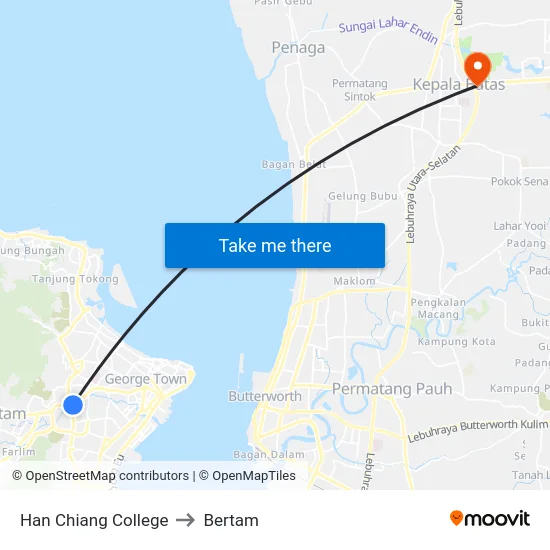 Han Chiang College to Bertam map