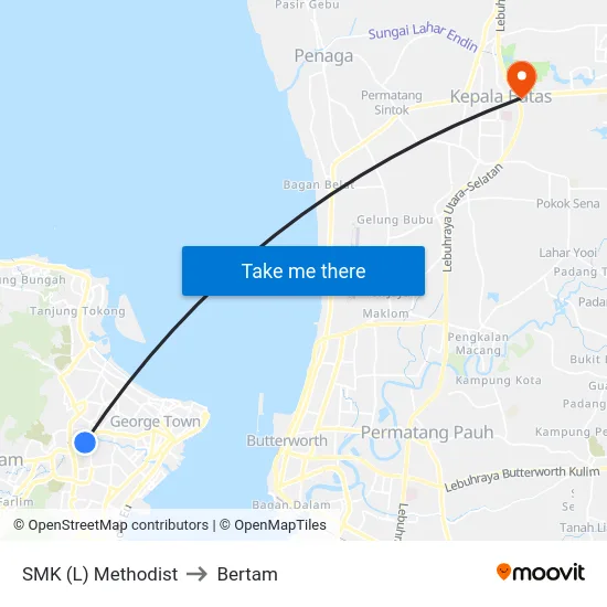 SMK (L) Methodist to Bertam map