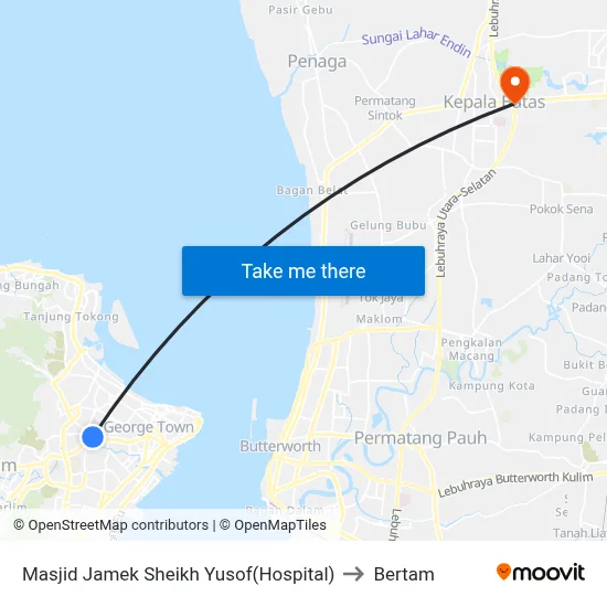 Masjid Jamek Sheikh Yusof(Hospital) to Bertam map