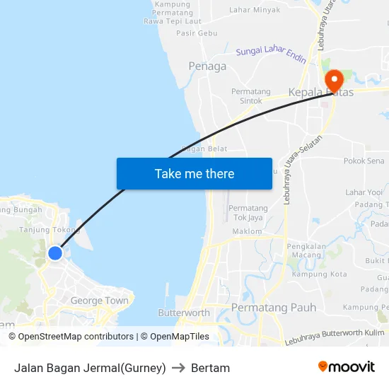 Jalan Bagan Jermal(Gurney) to Bertam map