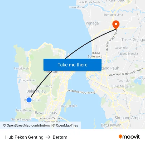 Hub Pekan Genting to Bertam map