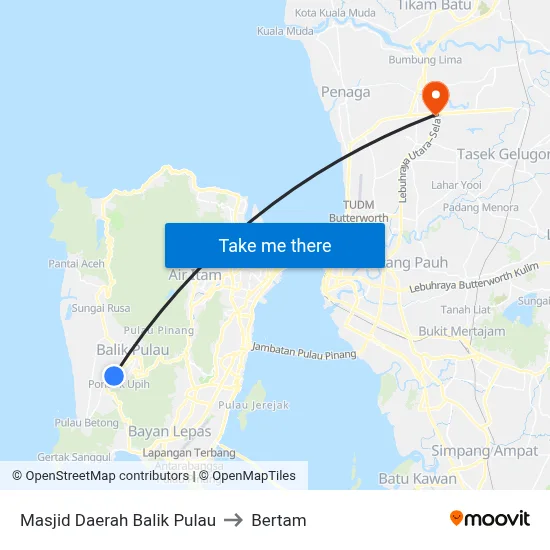 Masjid Daerah Balik Pulau to Bertam map