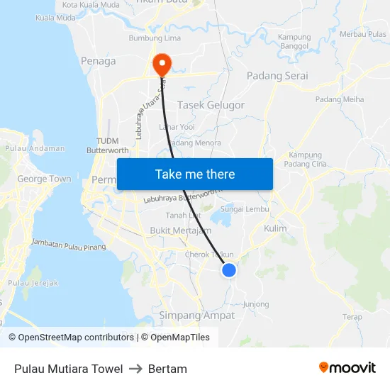 Pulau Mutiara Towel to Bertam map
