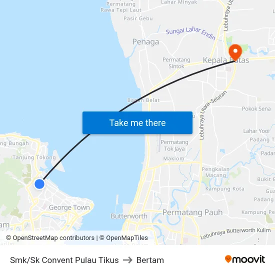 Smk/Sk Convent Pulau Tikus to Bertam map