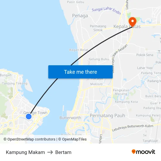 Kampung Makam to Bertam map