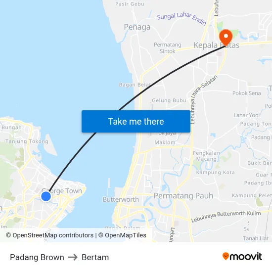 Padang Brown to Bertam map