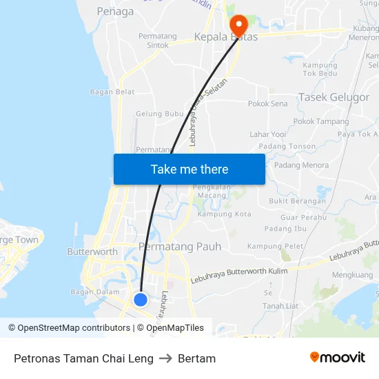 Petronas Taman Chai Leng to Bertam map