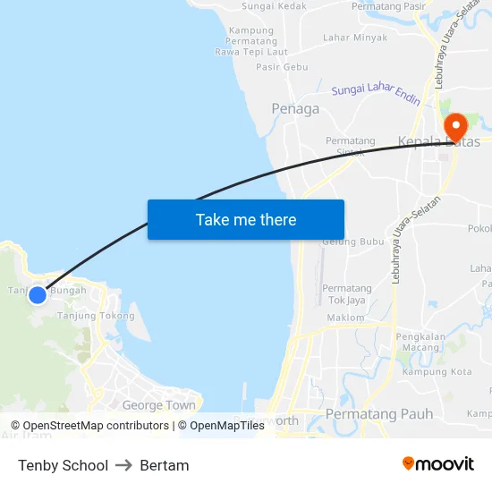 Tenby School to Bertam map