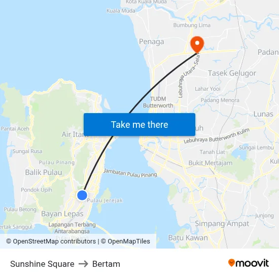 Sunshine Square to Bertam map