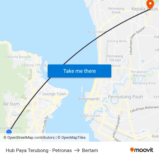 Hub Paya Terubong - Petronas to Bertam map