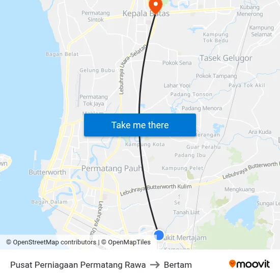 Pusat Perniagaan Permatang Rawa to Bertam map