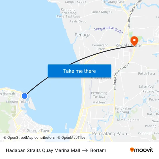 Hadapan Straits Quay Marina Mall to Bertam map
