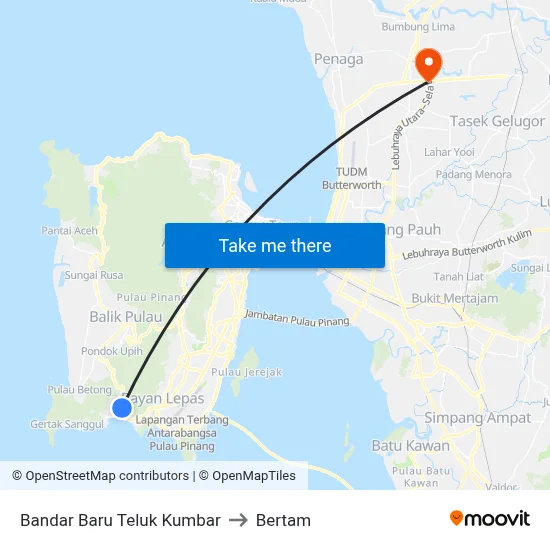 Bandar Baru Teluk Kumbar to Bertam map