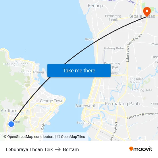 Lebuhraya Thean Teik to Bertam map