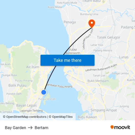 Bay Garden to Bertam map