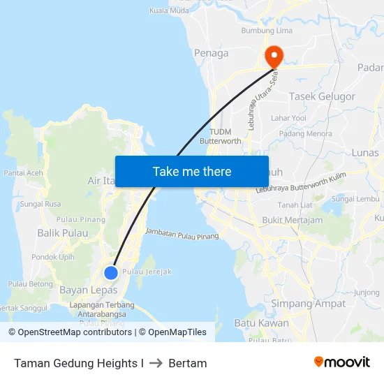 Taman Gedung Heights I to Bertam map