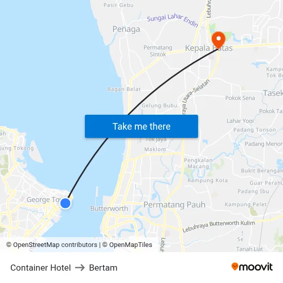Container Hotel to Bertam map