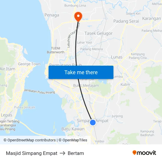 Masjid Simpang Empat to Bertam map