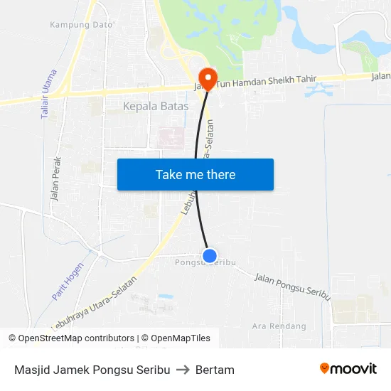 Masjid Jamek Pongsu Seribu to Bertam map