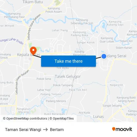 Taman Serai Wangi to Bertam map