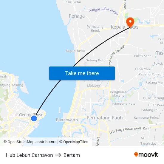 Hub Lebuh Carnavon to Bertam map
