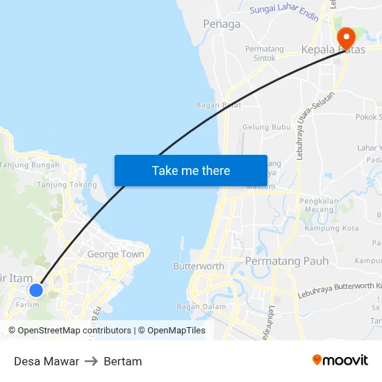 Desa Mawar to Bertam map
