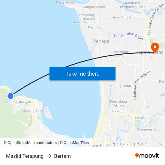 Masjid Terapung to Bertam map