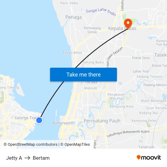 Jetty A to Bertam map