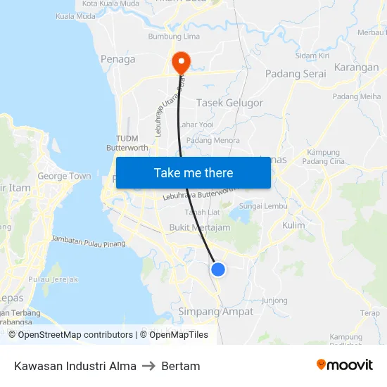 Kawasan Industri Alma to Bertam map