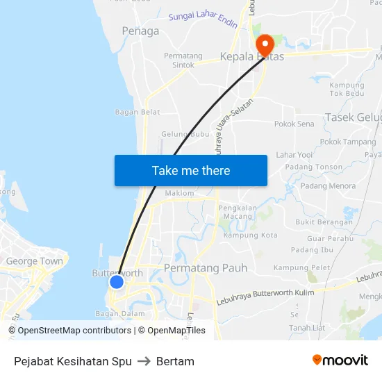 Pejabat Kesihatan Spu to Bertam map