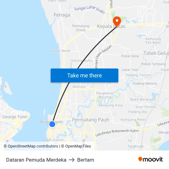 Dataran Pemuda Merdeka to Bertam map